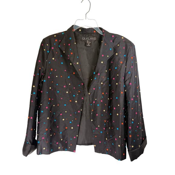 Silkland 100% Silk Polka Dot Blazer - Vibrant & Stylish - Picture 1 of 3